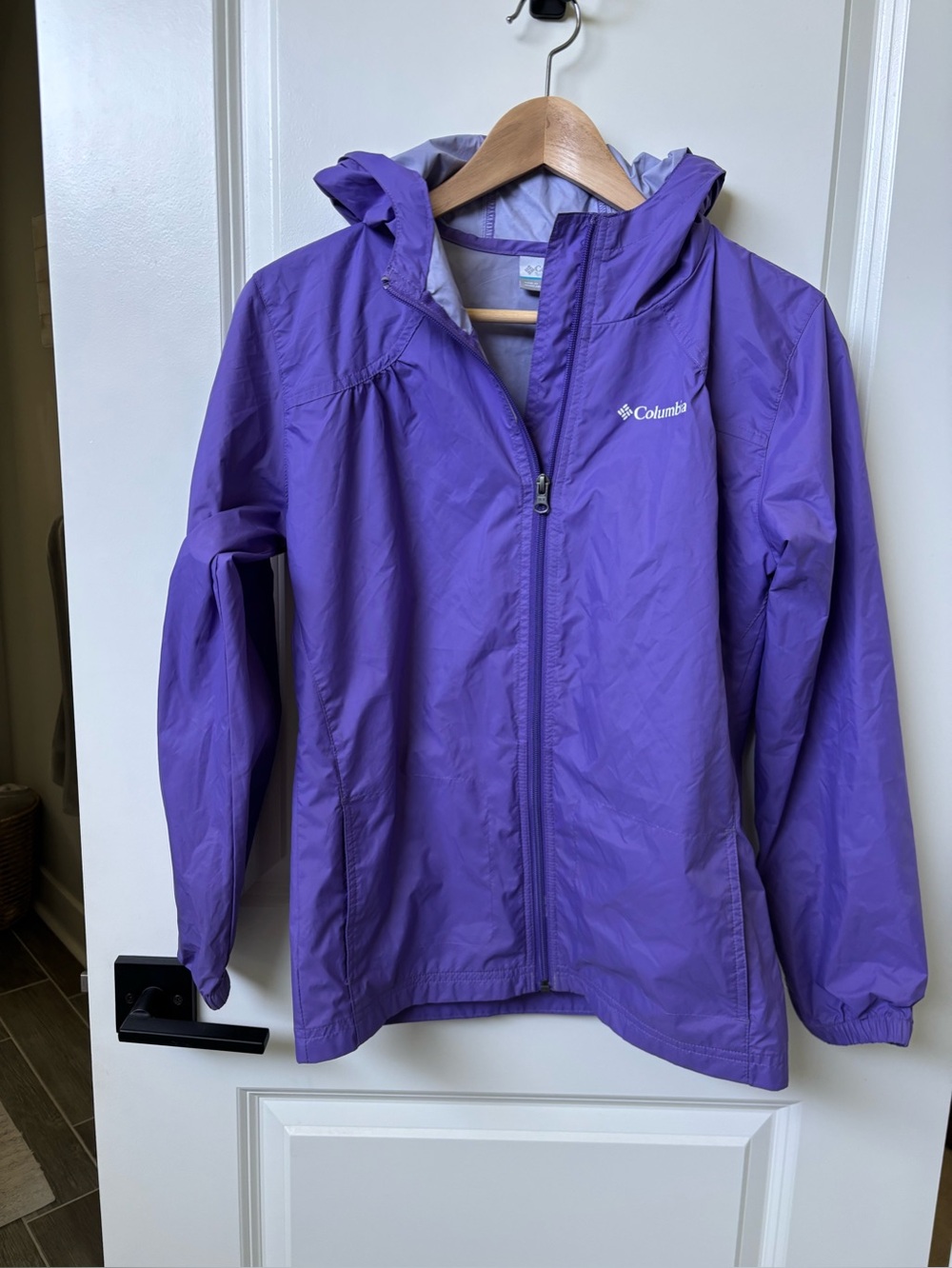 Columbia Kids Purple Hooded Raincoat Large